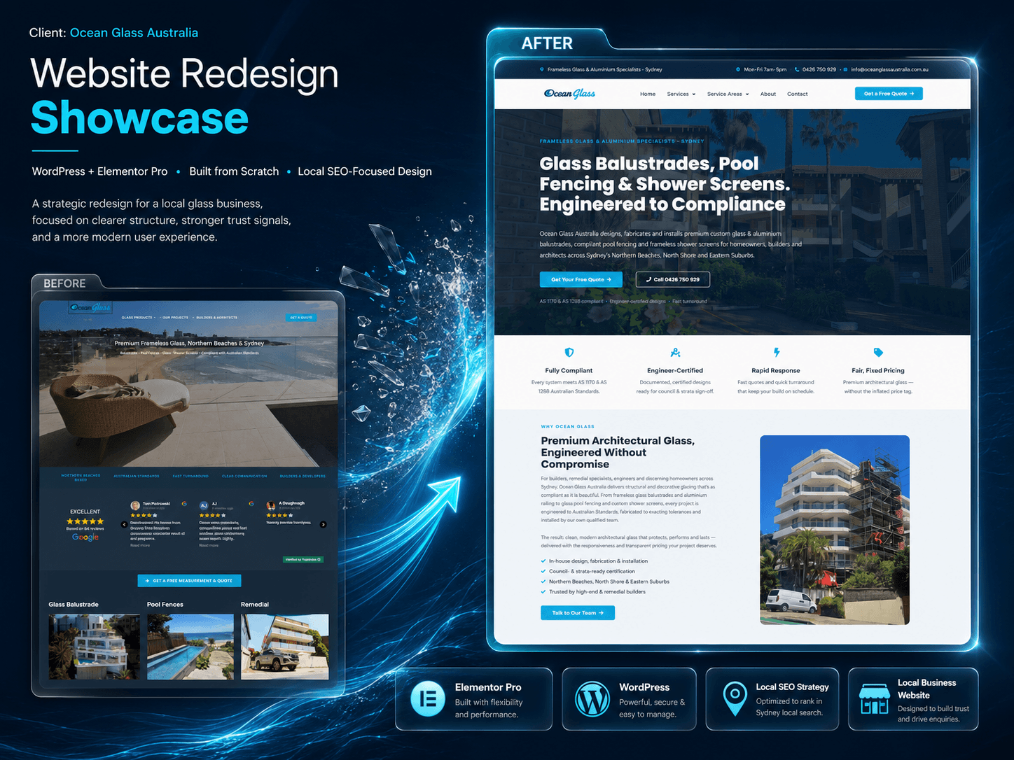 Ocean Glass Australia Web Redesign SEO
